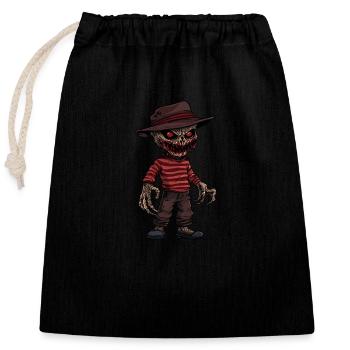 Gruselig Freddy Halloween Süßes oder Saures - Verschließbarer Geschenkbeutel aus Baumwolle (25x30cm) - Schwarz - Vorne