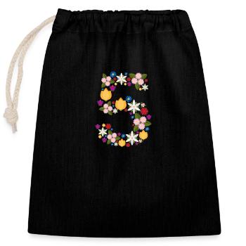 Fleurs 5 - Sac cadeau en coton avec cordon (25 x 30 cm) - noir - Devant