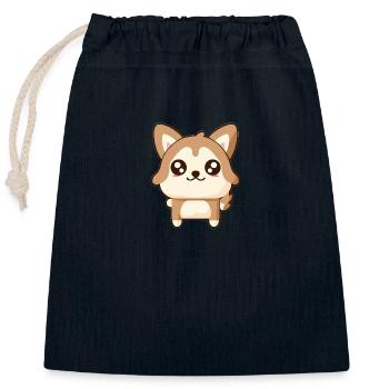 Chien - Sac cadeau en coton avec cordon (25 x 30 cm) - bleu marine - Devant