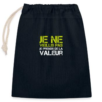Ich werde nicht alt, ich steigere meinen Wert - Verschließbarer Geschenkbeutel aus Baumwolle (25x30cm) - Navy - Vorne