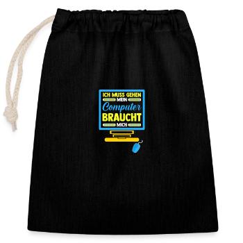 Computer Gamer Zocker Administrator Programmierer - Verschließbarer Geschenkbeutel aus Baumwolle (25x30cm) - Schwarz - Vorne