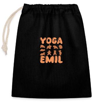 Katze Yoga Emil - Verschließbarer Geschenkbeutel aus Baumwolle (25x30cm) - Schwarz - Vorne