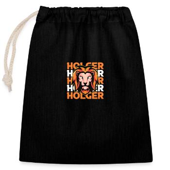 Leo Holger - Closable cotton gift bag (25x30cm) - black - Front