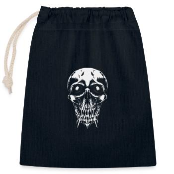 Crâne - Sac cadeau en coton avec cordon (25 x 30 cm) - bleu marine - Devant