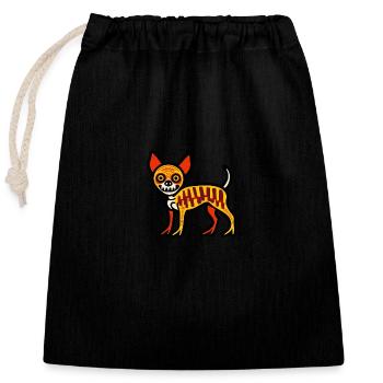 Chihuahua Chien Halloween Animal - Sac cadeau en coton avec cordon (25 x 30 cm) - noir - Devant