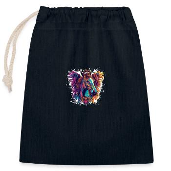 Horse Coat of Arms Portrait Colorful - Closable cotton gift bag (25x30cm) - navy - Front