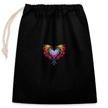 Heart Wings - Closable cotton gift bag (25x30cm) - black - Front