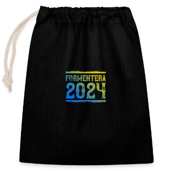 Formentera 2024 - Closable cotton gift bag (25x30cm) - black - Front