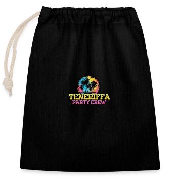 Tenerife Party Crew Team - Closable cotton gift bag (25x30cm) - black - Front