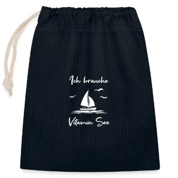 Ich brauche Vitamin See - Verschließbarer Geschenkbeutel aus Baumwolle (25x30cm) - Navy - Vorne