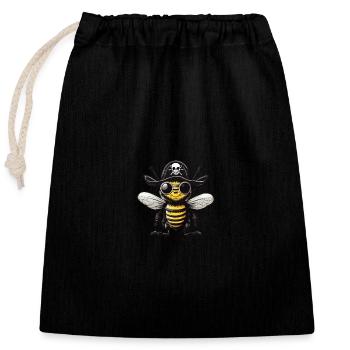 Pirate Bee - Lunettes noires - Sac cadeau en coton avec cordon (25 x 30 cm) - noir - Devant