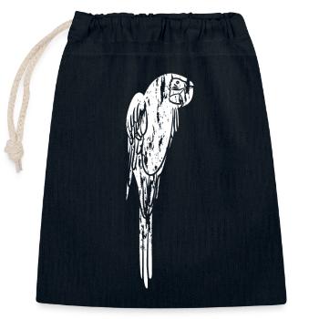 Parrot Macaw motif used look - Closable cotton gift bag (25x30cm) - navy - Front