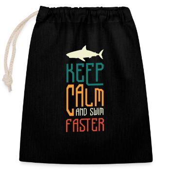 Shark Diving Angler - Closable cotton gift bag (25x30cm) - black - Front