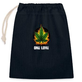 One Love Cannabis Hemp on Fire - Closable cotton gift bag (25x30cm) - navy - Front