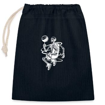 Halloween skeletons playing basketball - Closable cotton gift bag (25x30cm) - navy - Front