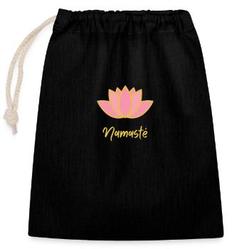 Namaste Lotus Golden Yoga - Verschließbarer Geschenkbeutel aus Baumwolle (25x30cm) - Schwarz - Vorne