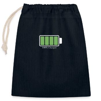 Charged battery - Closable cotton gift bag (25x30cm) - navy - Front