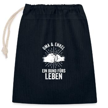 Großmutter Enkel Oma - Verschließbarer Geschenkbeutel aus Baumwolle (25x30cm) - Navy - Vorne