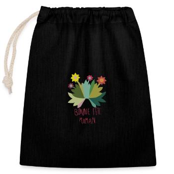 Bonne fete maman - Sac cadeau en coton avec cordon (25 x 30 cm) - noir - Devant