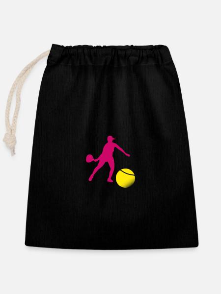 Padel woman - Closable cotton gift bag (25x30cm) - black