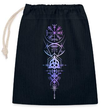 Symboles vikings Vegvisir Mythologie nordique - Sac cadeau en coton avec cordon (25 x 30 cm) - bleu marine - Devant