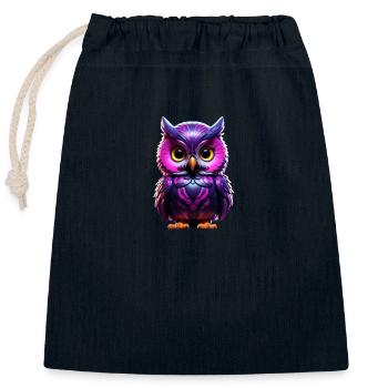 Baby Owl/ Baby Eule - Verschließbarer Geschenkbeutel aus Baumwolle (25x30cm) - Navy - Vorne