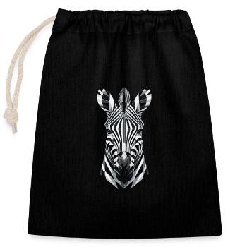 Abstraktes geometrisches Zebra - monochromes Design - Verschließbarer Geschenkbeutel aus Baumwolle (25x30cm) - Schwarz - Vorne