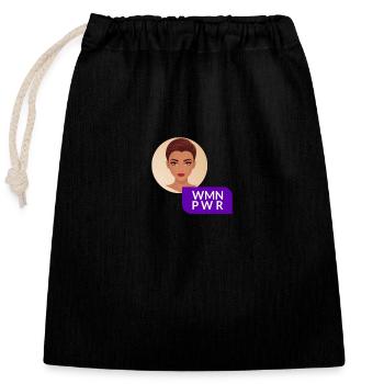 WMN PWR - Female Face - 03 - Closable cotton gift bag (25x30cm) - black - Front
