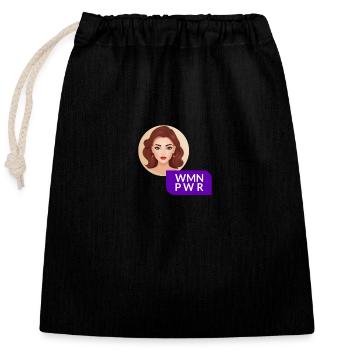 WMN PWR - Female Face - 06 - Closable cotton gift bag (25x30cm) - black - Front