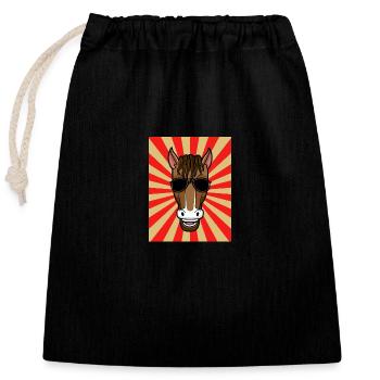 Monter à cheval - Sac cadeau en coton avec cordon (25 x 30 cm) - noir - Devant