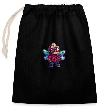 Dragonfly Winter - Closable cotton gift bag (25x30cm) - black - Front