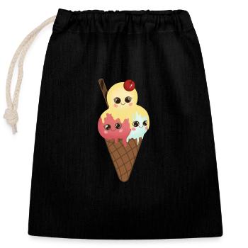 Drôles de boules de glace dans un cornet - Sac cadeau en coton avec cordon (25 x 30 cm) - noir - Devant