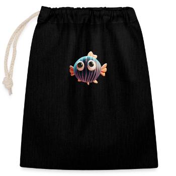 MonStarFish - Digital Fantasy Pisces - Sac cadeau en coton avec cordon (25 x 30 cm) - noir - Devant