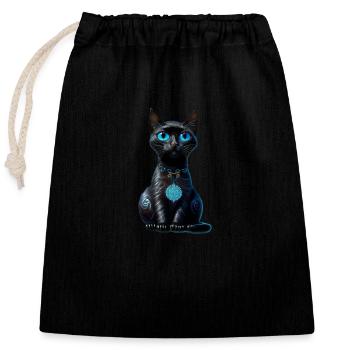 Cat of the Moon - Closable cotton gift bag (25x30cm) - black - Front
