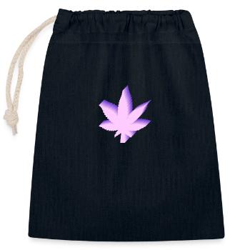 Conception moderne de feuilles de mauvaises herbes Lilas - Sac cadeau en coton avec cordon (25 x 30 cm) - bleu marine - Devant