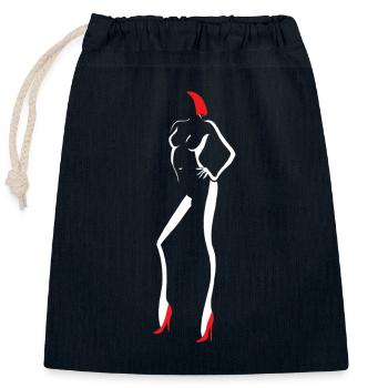 Silhouette Frau Haar Schuhe Rot - Verschließbarer Geschenkbeutel aus Baumwolle (25x30cm) - Navy - Vorne