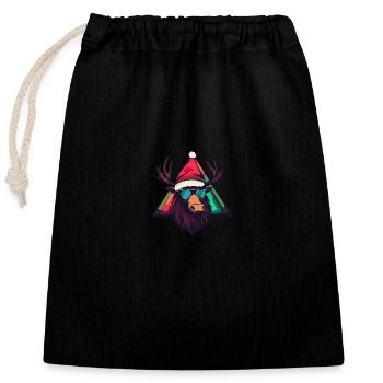 Moose Christmas Cool - Closable cotton gift bag (25x30cm) - black - Front