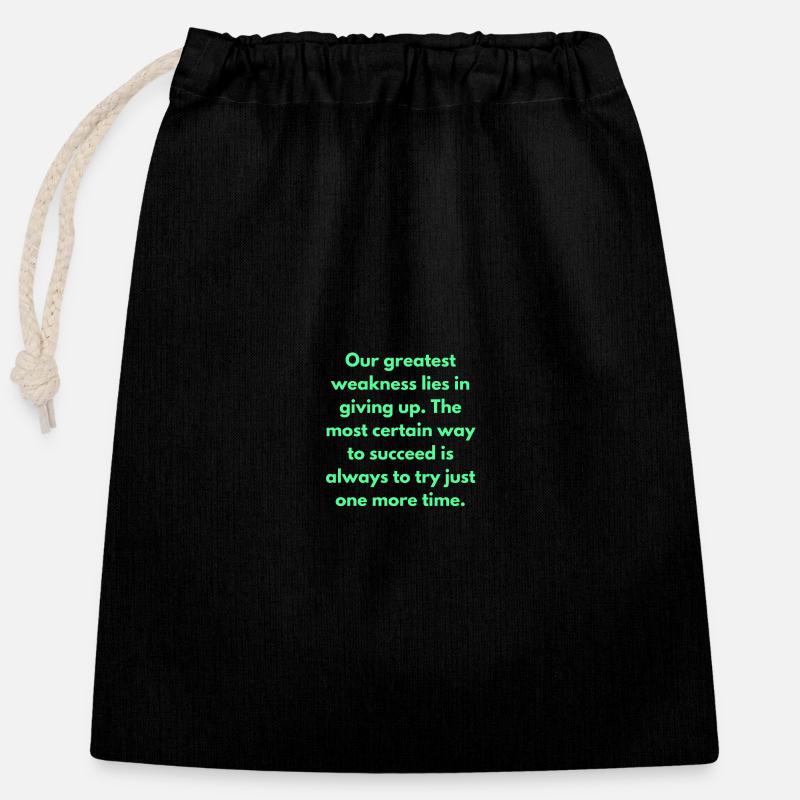 Notre plus grande faiblesse réside dans l’abandon - Sac cadeau en coton avec cordon (25 x 30 cm) - noir