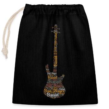 Bass Guitar Word Cloud for Bassist Bass Player - Sac cadeau en coton avec cordon (25 x 30 cm) - noir - Devant