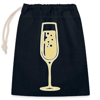Sektglas Sekt Kostüm Karneval Verkleiden Fasching - Verschließbarer Geschenkbeutel aus Baumwolle (25x30cm) - Navy - Vorne