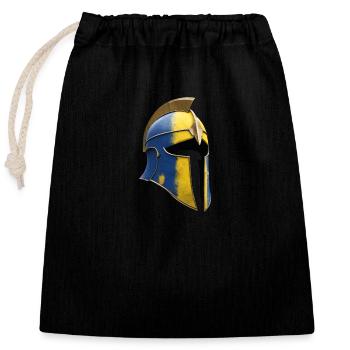 Spartanischer Helm - Verschließbarer Geschenkbeutel aus Baumwolle (25x30cm) - Schwarz - Vorne