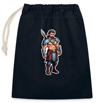 Griechischer Krieger - Verschließbarer Geschenkbeutel aus Baumwolle (25x30cm) - Navy - Vorne