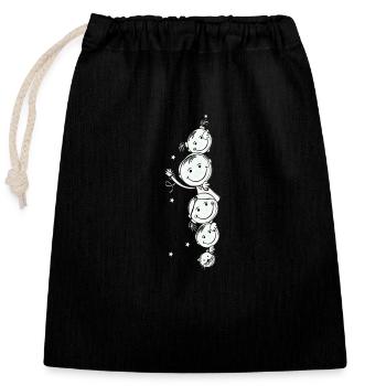 Family - Closable cotton gift bag (25x30cm) - black - Front