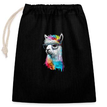 Alpaga Llama Head Nerd Lunettes - Sac cadeau en coton avec cordon (25 x 30 cm) - noir - Devant