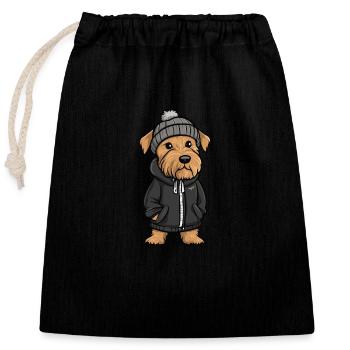 Airedale Terrier Chien Élégant - Sac cadeau en coton avec cordon (25 x 30 cm) - noir - Devant