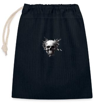 WeißesT Shirt mit Totenkopf Design - Verschließbarer Geschenkbeutel aus Baumwolle (25x30cm) - Navy - Vorne