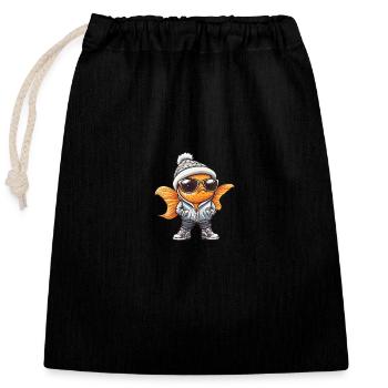 Goldfish Winter - Closable cotton gift bag (25x30cm) - black - Front