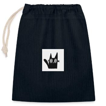 Mimi the Black Cat - Closable cotton gift bag (25x30cm) - navy - Front