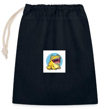 Laughing frog in cartoon style - Closable cotton gift bag (25x30cm) - navy - Front