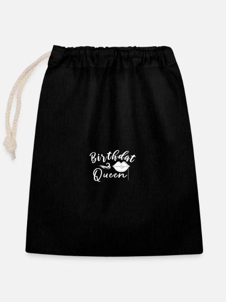 Birthday Queen Lips Script - Verschließbarer Geschenkbeutel aus Baumwolle (25x30cm) - Schwarz